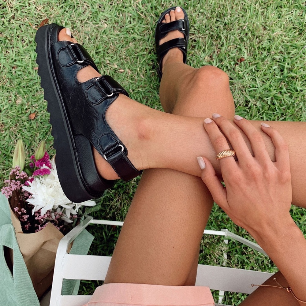 Princess Polly Rue Chunky Sandals Black